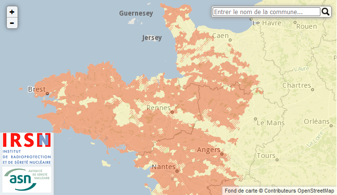 Carte des zones à potentiel radon
